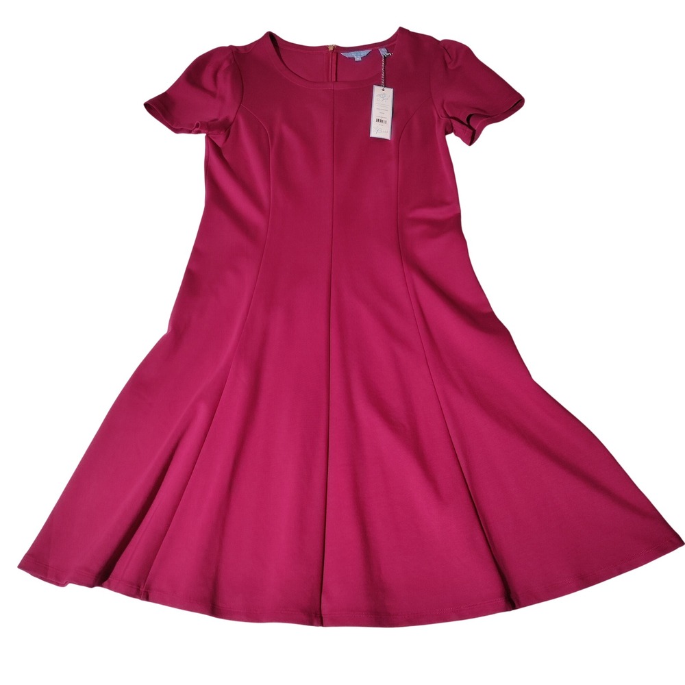 Draper James Deep Berry Ponte A-Line Dress Short Sleeve DRK0562 Size M NEW